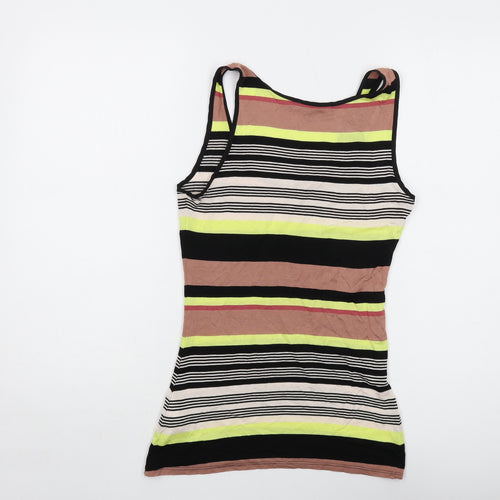 Oasis Womens Multicoloured Striped Viscose Basic Tank Size S Round Neck