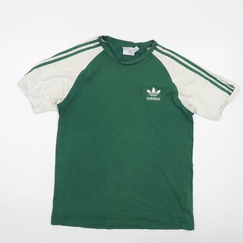 adidas Mens Green Cotton T-Shirt Size M Crew Neck