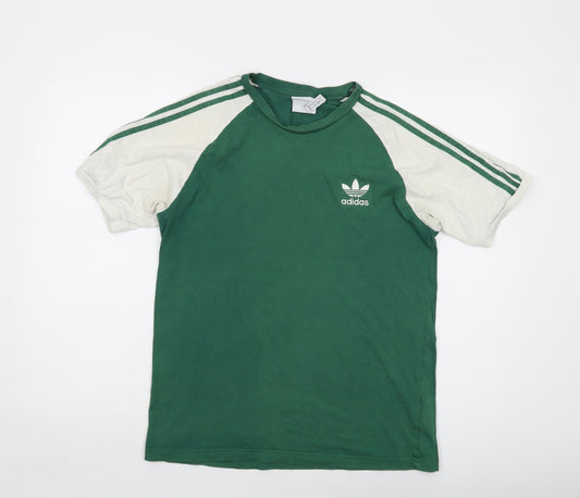 adidas Mens Green Cotton T-Shirt Size M Crew Neck