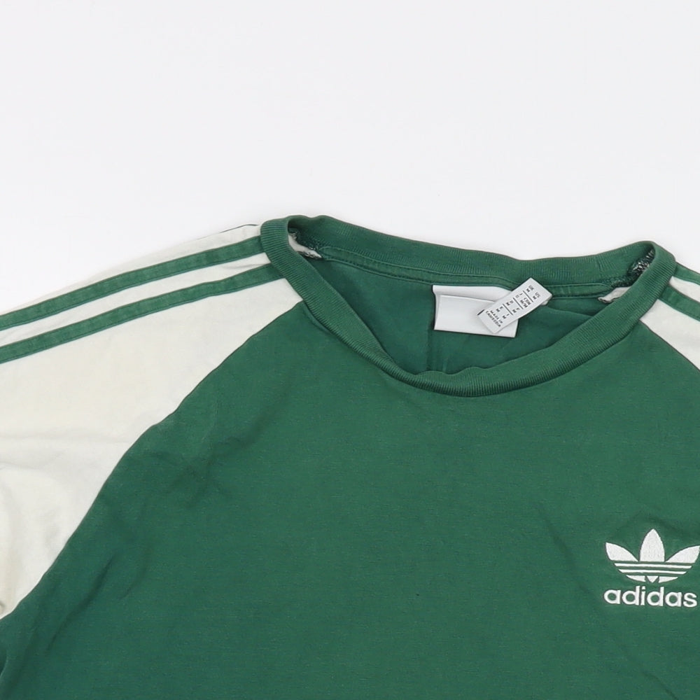 adidas Mens Green Cotton T-Shirt Size M Crew Neck