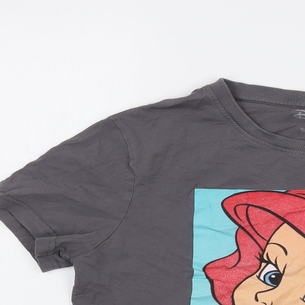 Disney Womens Grey Cotton Basic T-Shirt Size 10 Crew Neck - Ariel