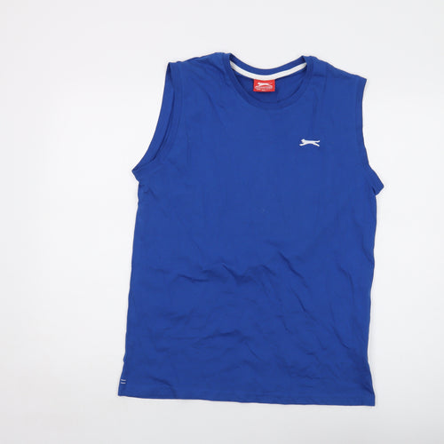 Slazenger Mens Blue Cotton T-Shirt Size M Crew Neck