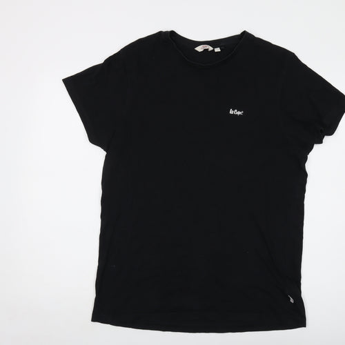 Lee Cooper Mens Black Cotton T-Shirt Size L Crew Neck