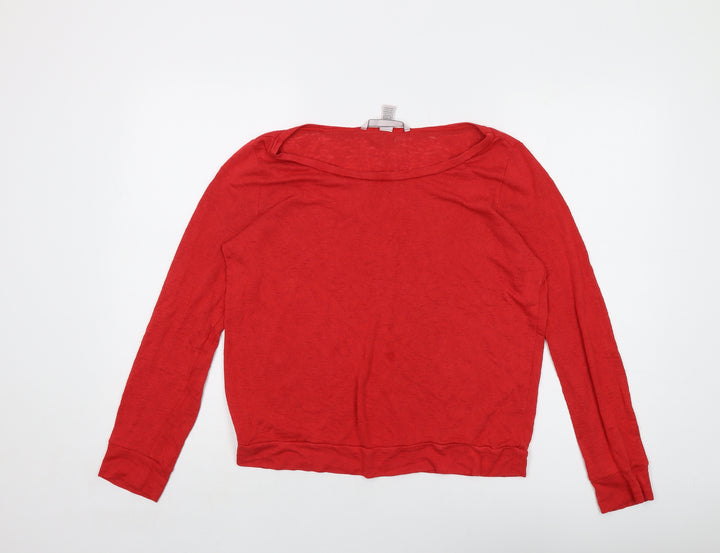Victoria's Secret Womens Red Viscose Basic Blouse Size M Round Neck