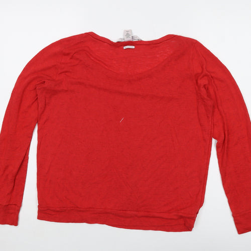 Victoria's Secret Womens Red Viscose Basic Blouse Size M Round Neck