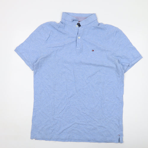 Tommy Hilfiger Mens Blue Cotton Polo Size XL Collared Button