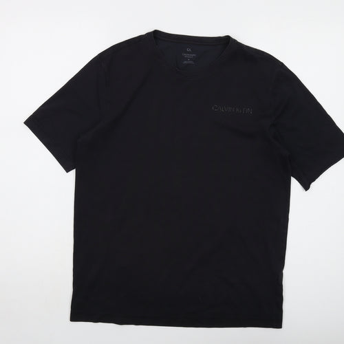 Calvin Klein Mens Black Cotton T-Shirt Size M Crew Neck