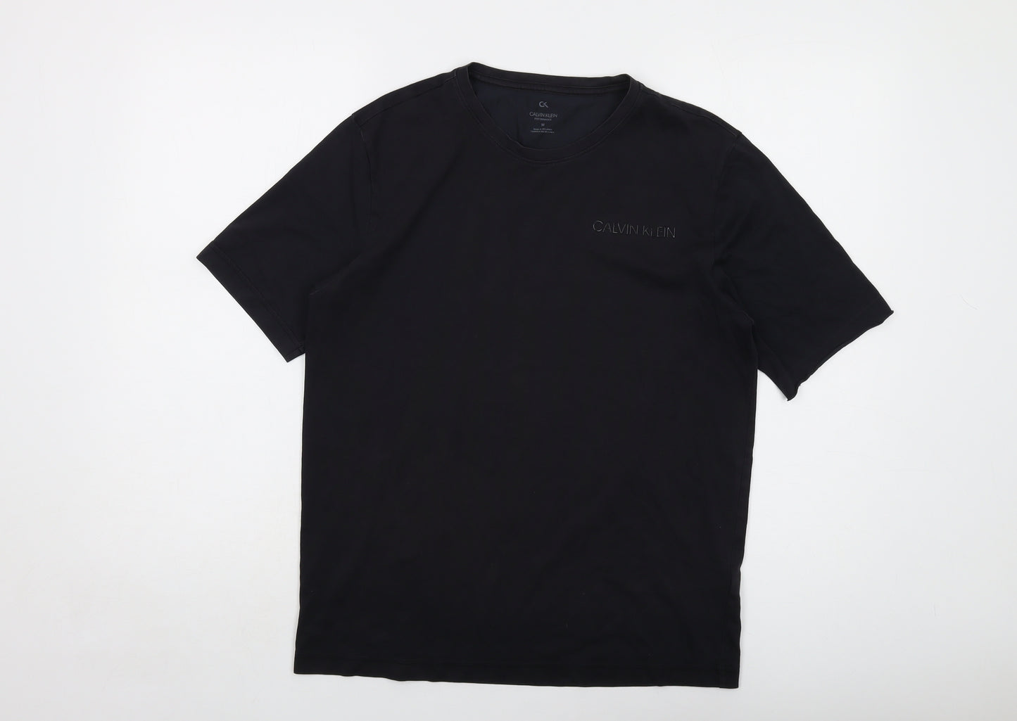 Calvin Klein Mens Black Cotton T-Shirt Size M Crew Neck