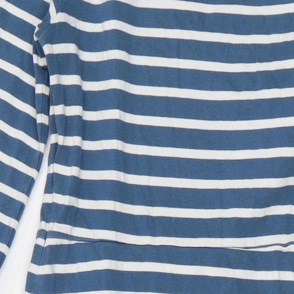 Seasalt Womens Blue Striped Cotton A-Line Size 14 Round Neck Zip