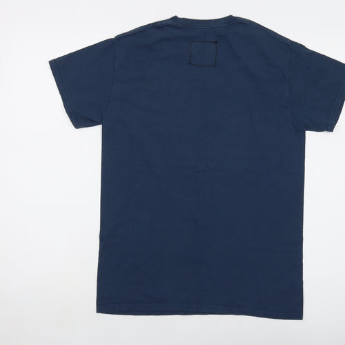 Ushiwear Mens Blue Cotton T-Shirt Size S Crew Neck