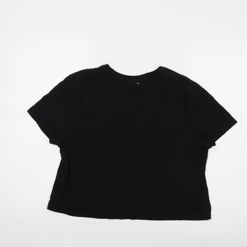 Myprotein Womens Black Cotton Cropped T-Shirt Size L Crew Neck