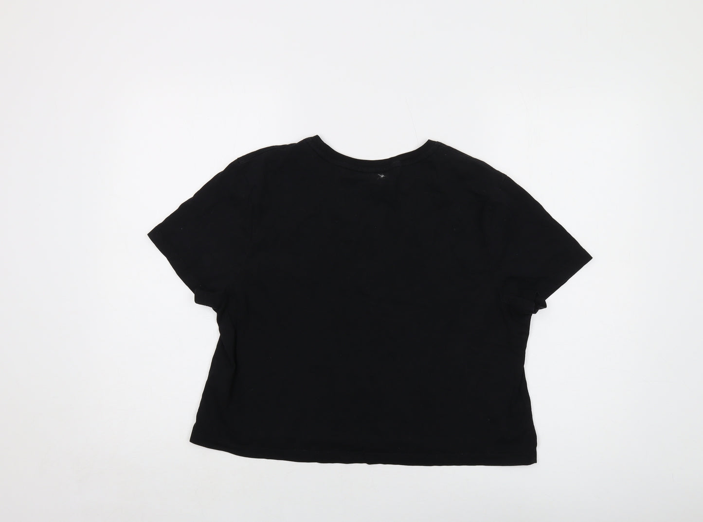 Myprotein Womens Black Cotton Cropped T-Shirt Size L Crew Neck