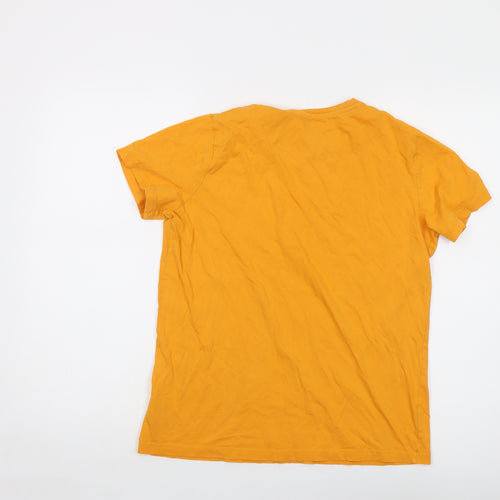 US Polo Assn. Boys Yellow Cotton Basic T-Shirt Size 14-15 Years Crew Neck Pullover