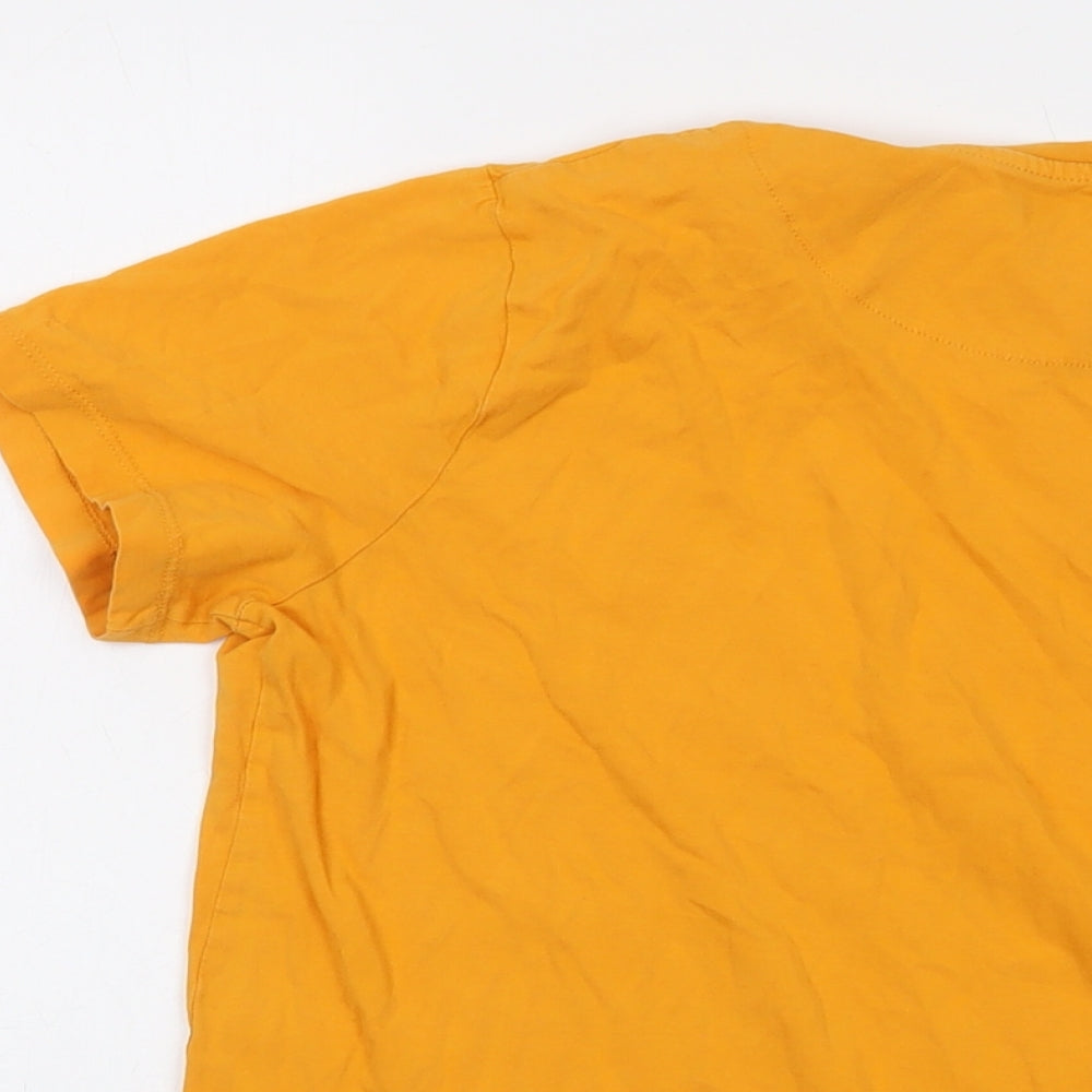 US Polo Assn. Boys Yellow Cotton Basic T-Shirt Size 14-15 Years Crew Neck Pullover
