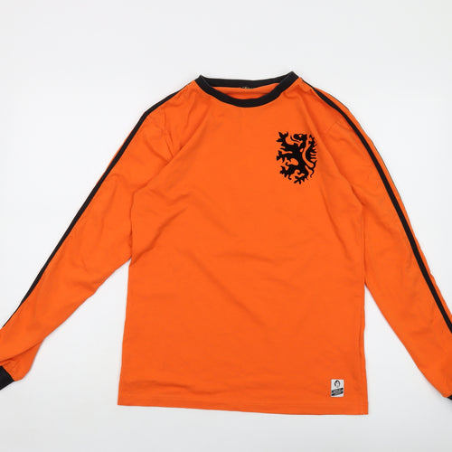 Cruyff Mens Orange Cotton T-Shirt Size S Crew Neck