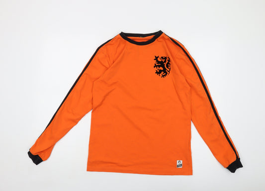 Cruyff Mens Orange Cotton T-Shirt Size S Crew Neck