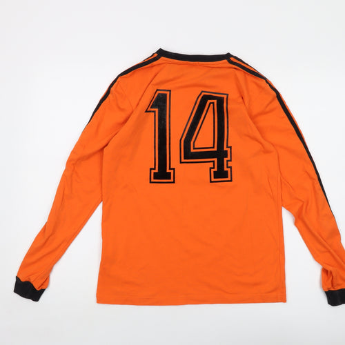 Cruyff Mens Orange Cotton T-Shirt Size S Crew Neck