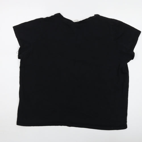 Friends Womens Black Cotton Basic T-Shirt Size XL Round Neck