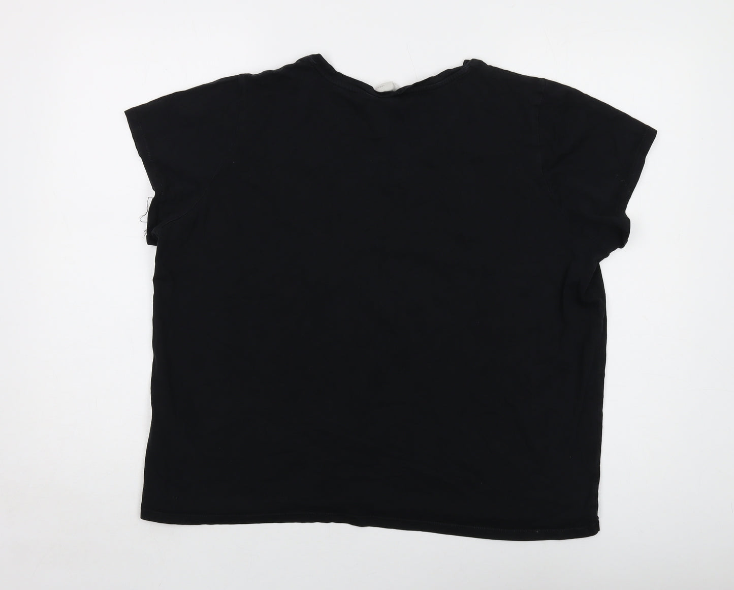 Friends Womens Black Cotton Basic T-Shirt Size XL Round Neck