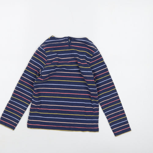 Fat Face Girls Multicoloured Striped Cotton Basic T-Shirt Size 5-6 Years Crew Neck Button