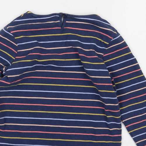 Fat Face Girls Multicoloured Striped Cotton Basic T-Shirt Size 5-6 Years Crew Neck Button