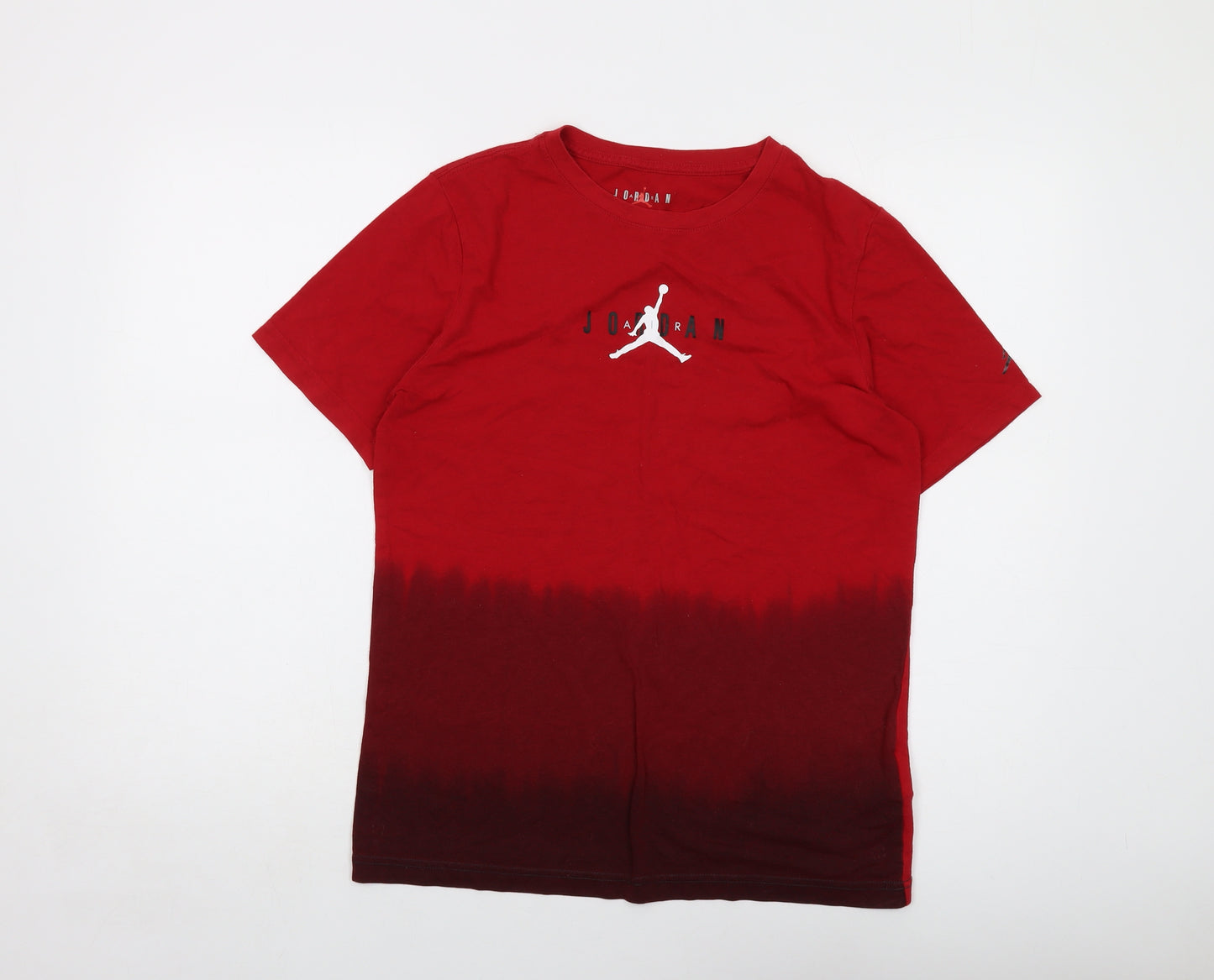 Jordan Boys Red Cotton Basic T-Shirt Size 13-14 Years Crew Neck Pullover