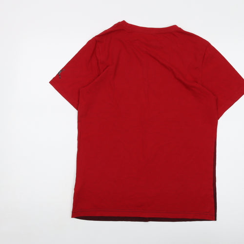 Jordan Boys Red Cotton Basic T-Shirt Size 13-14 Years Crew Neck Pullover