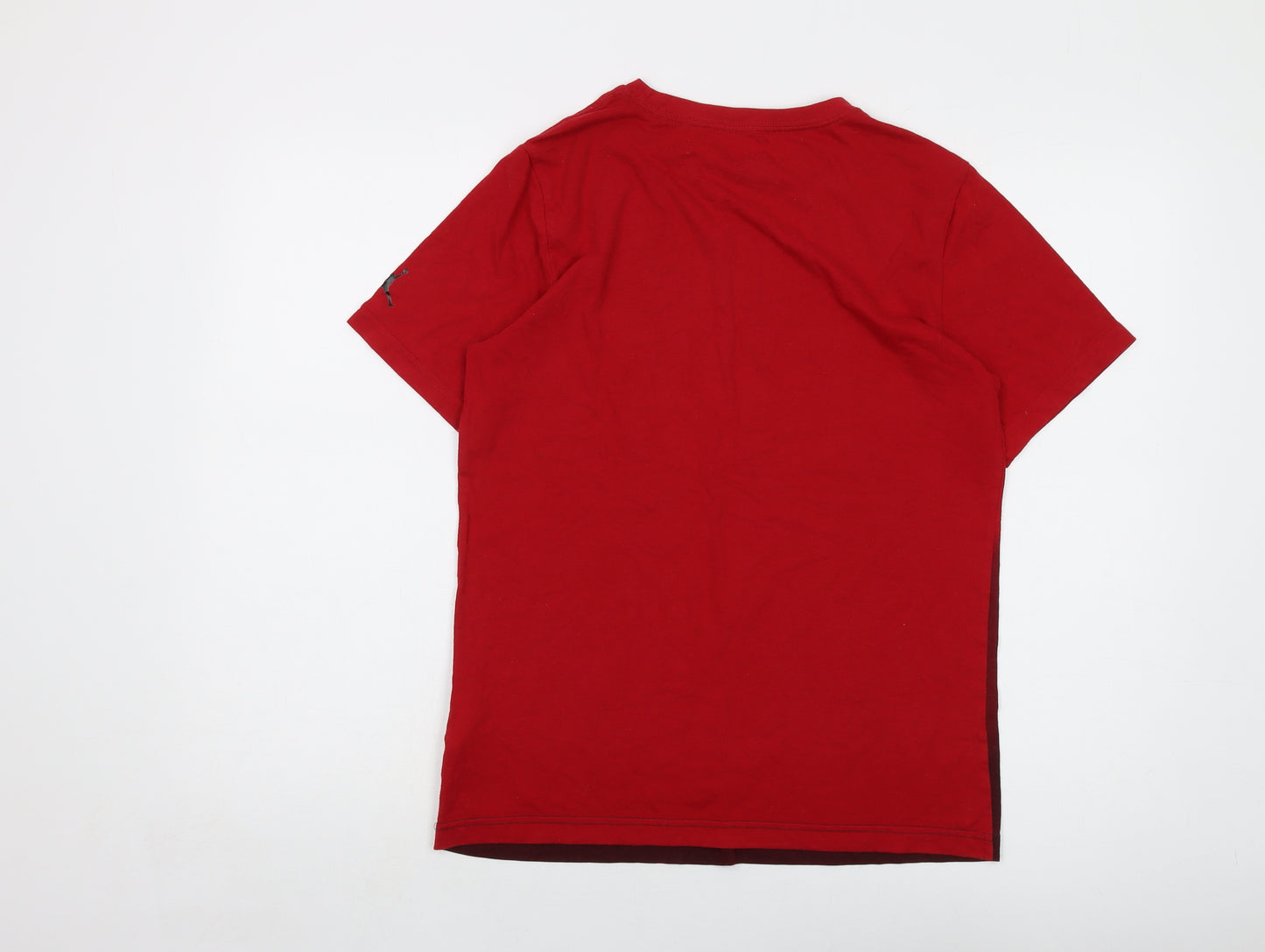 Jordan Boys Red Cotton Basic T-Shirt Size 13-14 Years Crew Neck Pullover