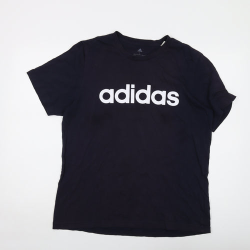 adidas Mens Blue Cotton T-Shirt Size L Crew Neck