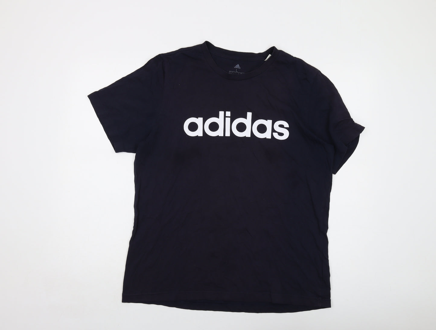 adidas Mens Blue Cotton T-Shirt Size L Crew Neck