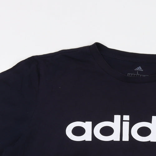 adidas Mens Blue Cotton T-Shirt Size L Crew Neck