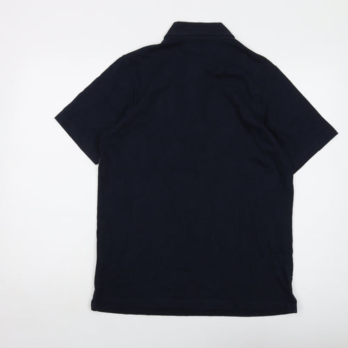 EWM Mens Blue Cotton Polo Size S Collared Button