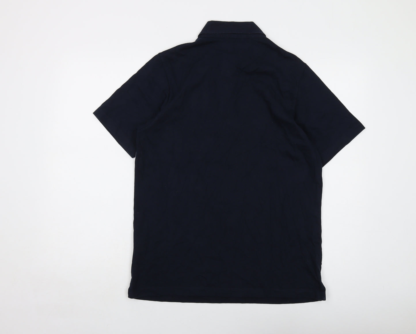 EWM Mens Blue Cotton Polo Size S Collared Button