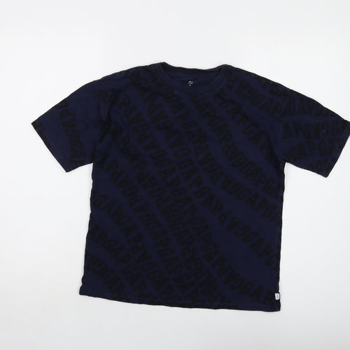 Gap Boys Blue Geometric Cotton Basic T-Shirt Size 12-13 Years Crew Neck Pullover