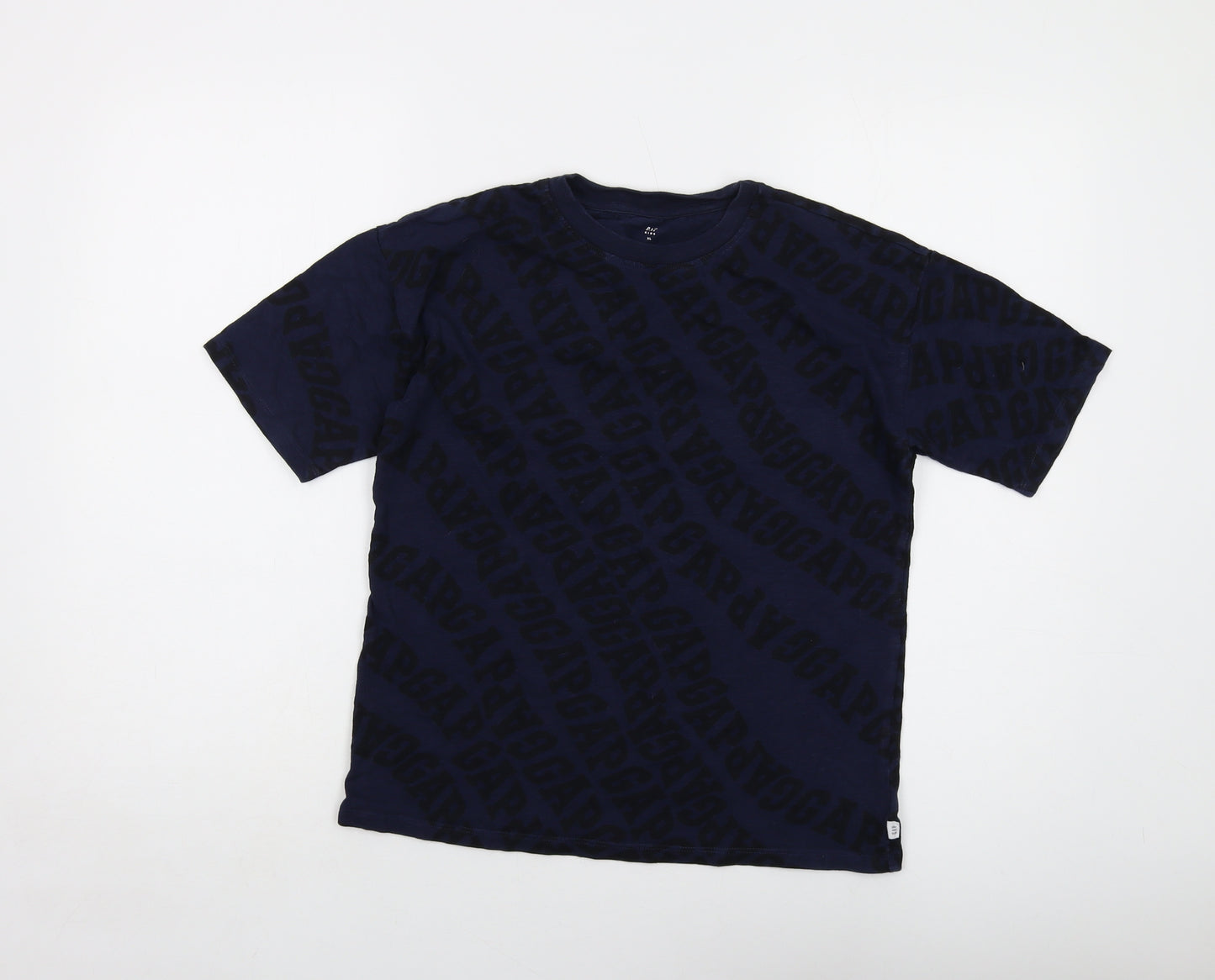 Gap Boys Blue Geometric Cotton Basic T-Shirt Size 12-13 Years Crew Neck Pullover