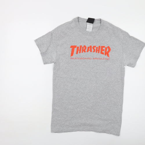 Thrasher Mens Grey Cotton T-Shirt Size S Crew Neck