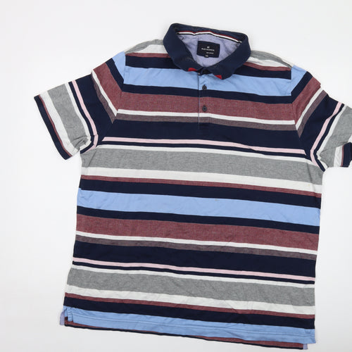 Blue Harbour Mens Multicoloured Striped Cotton Polo Size 3XL Collared Button