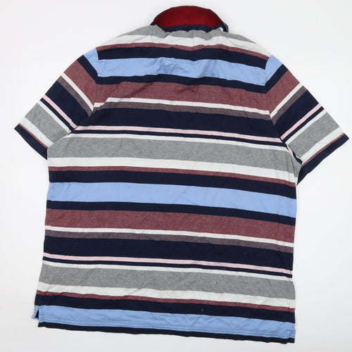 Blue Harbour Mens Multicoloured Striped Cotton Polo Size 3XL Collared Button