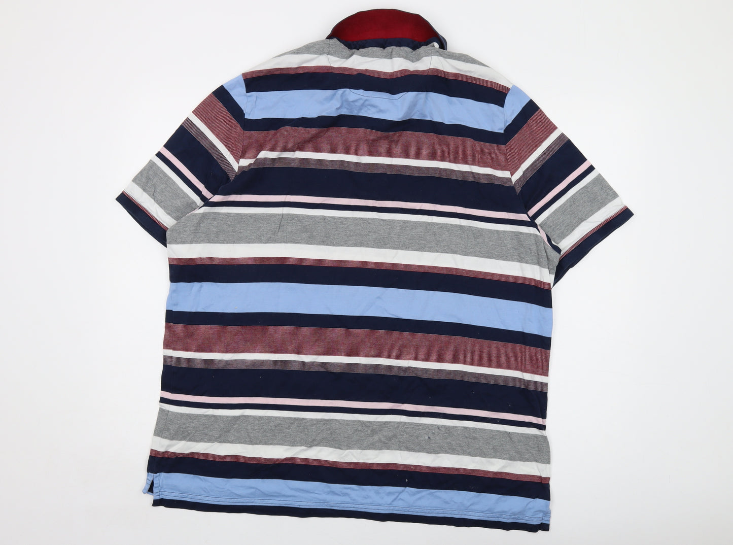 Blue Harbour Mens Multicoloured Striped Cotton Polo Size 3XL Collared Button