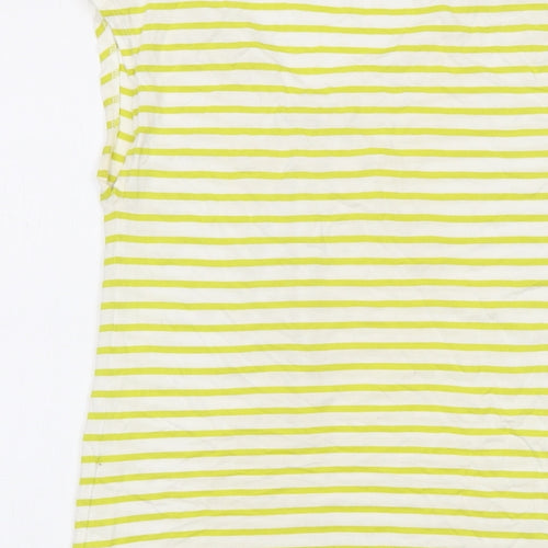 Whistles Womens Yellow Striped Viscose Basic T-Shirt Size 10 V-Neck