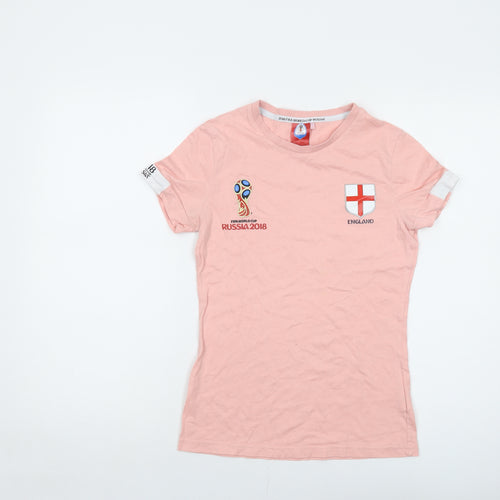 England Womens Pink Cotton Basic T-Shirt Size 8 Crew Neck