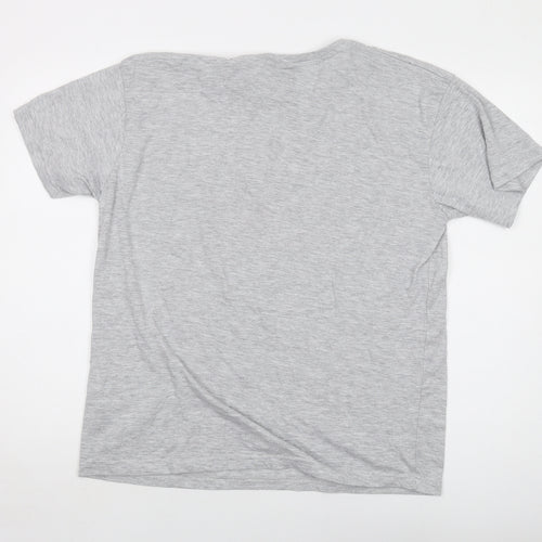 Manav Mens Grey Cotton T-Shirt Size XL Crew Neck