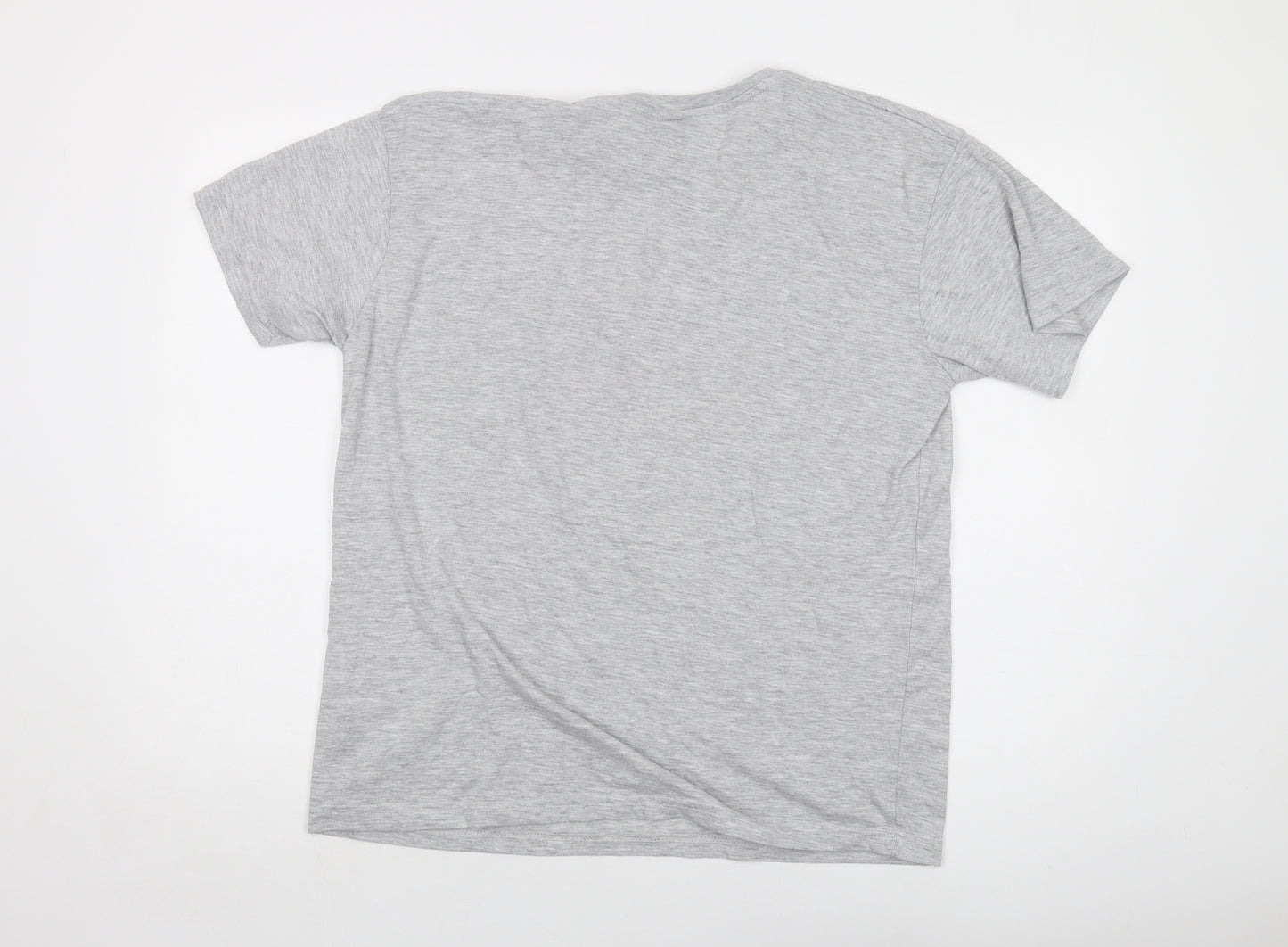 Manav Mens Grey Cotton T-Shirt Size XL Crew Neck