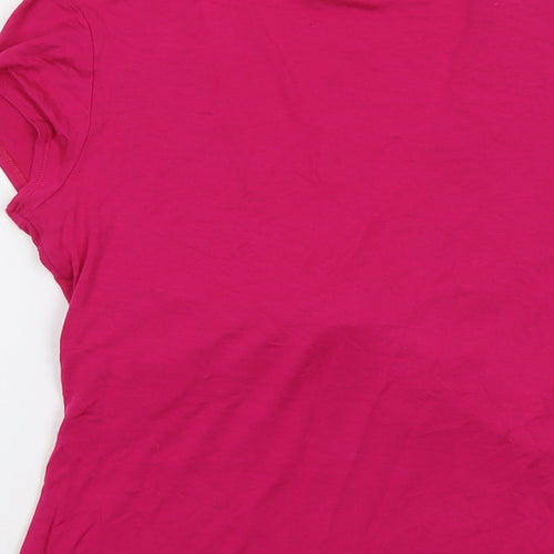 Wallis Womens Pink Viscose Basic T-Shirt Size 12 V-Neck