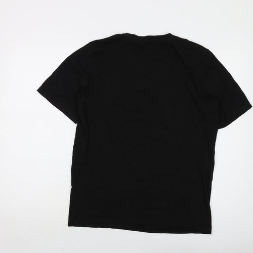 JACK & JONES Mens Black Cotton T-Shirt Size M Crew Neck