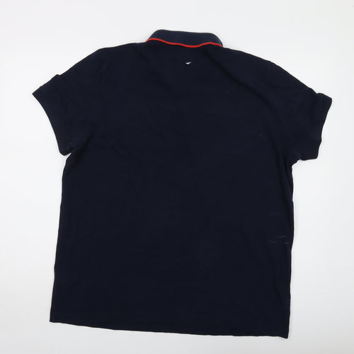 Boss Mens Blue Cotton Polo Size 2XL Collared Button