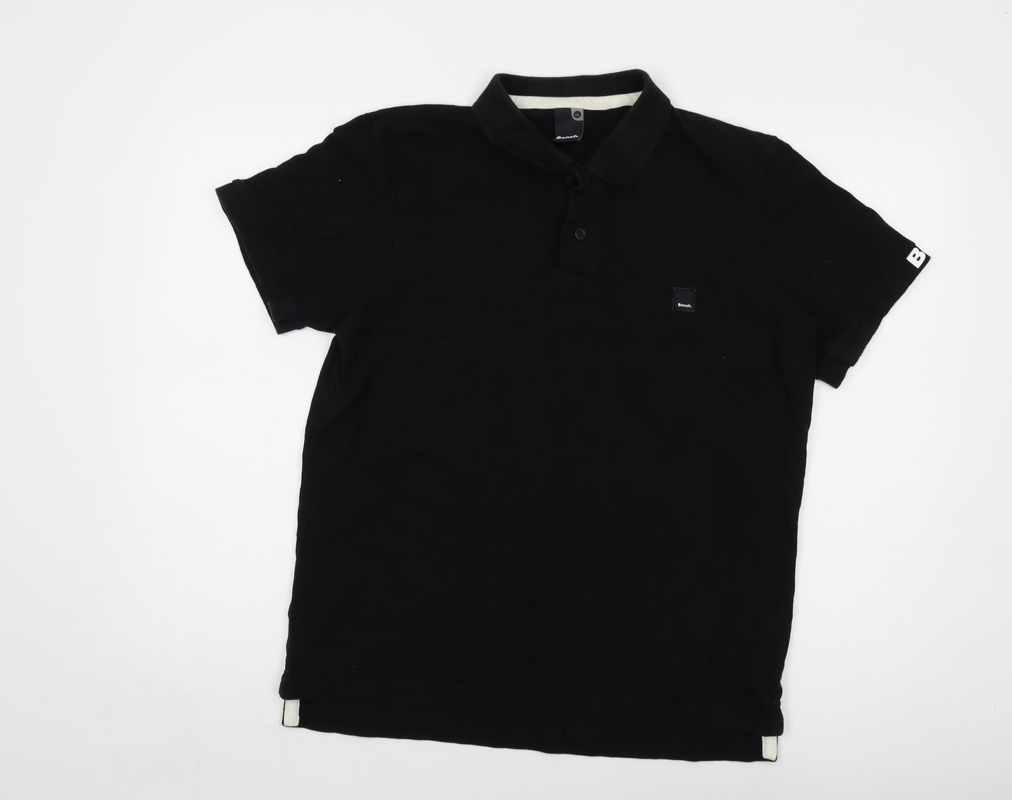 Bench Mens Black Cotton Polo Size XL Collared Button