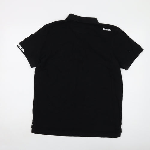 Bench Mens Black Cotton Polo Size XL Collared Button