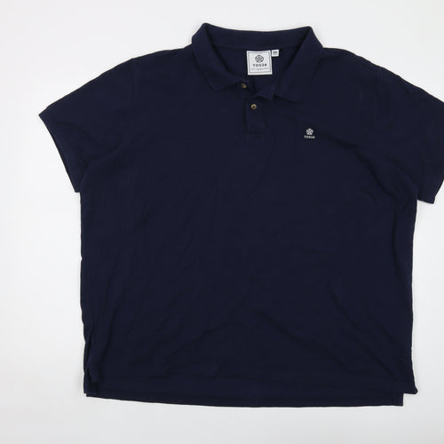 TOG24 Mens Blue Cotton Polo Size 3XL Collared Button