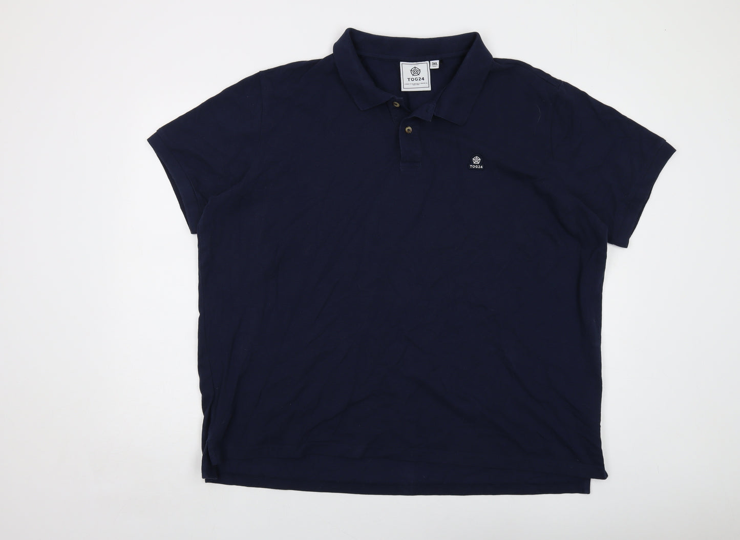 TOG24 Mens Blue Cotton Polo Size 3XL Collared Button